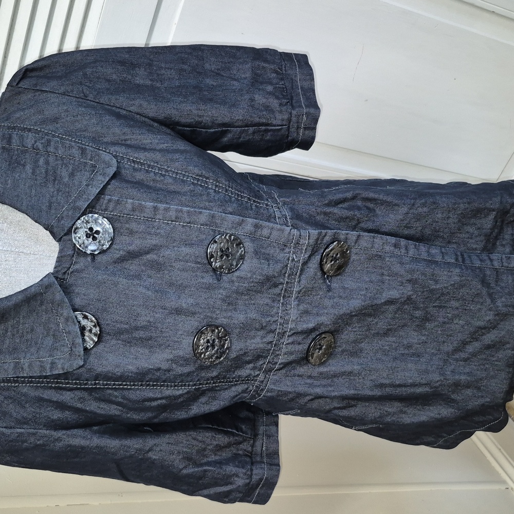 Women's Double-Breasted Denim Jacket. Dark Blue
